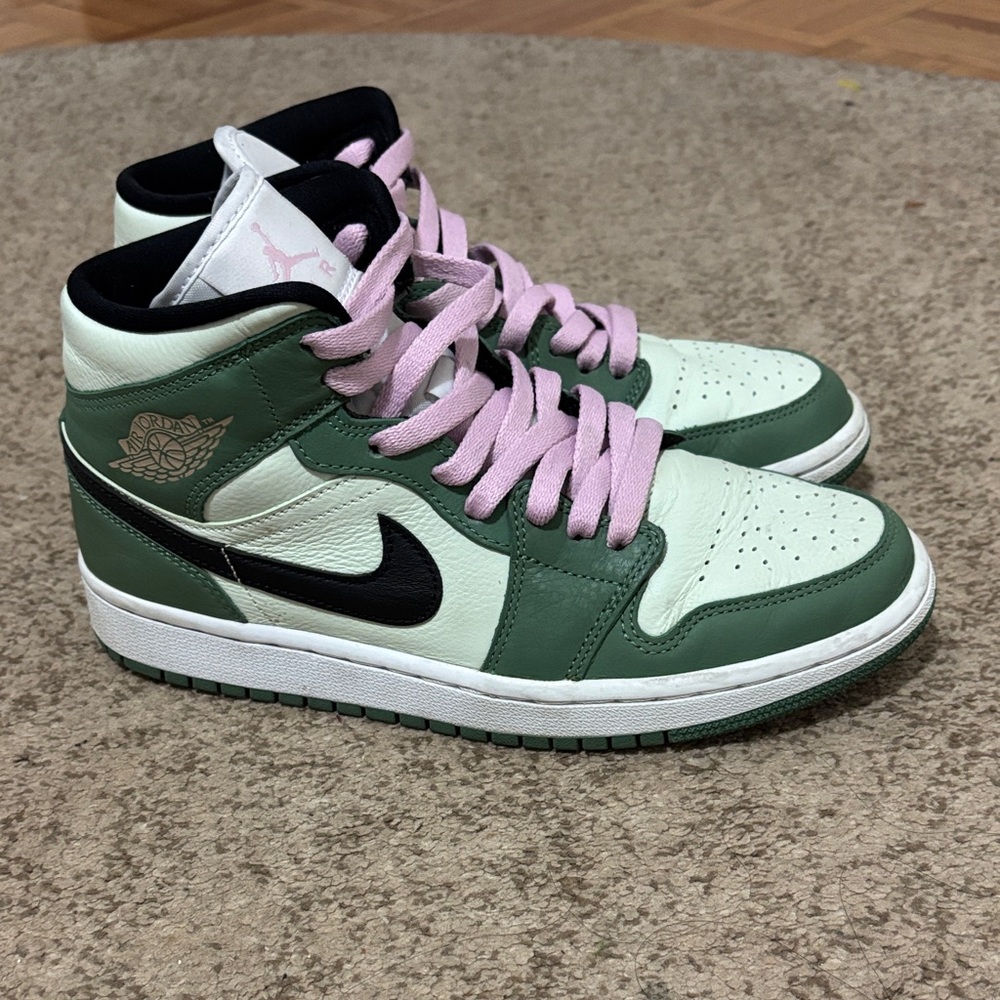 Nike Air Jordan 1 Mid Green with Pink Accents